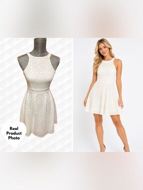 LE CHATEAU Lace Overlay Quiet Lux Coastal Classic Elegant Posh Dress